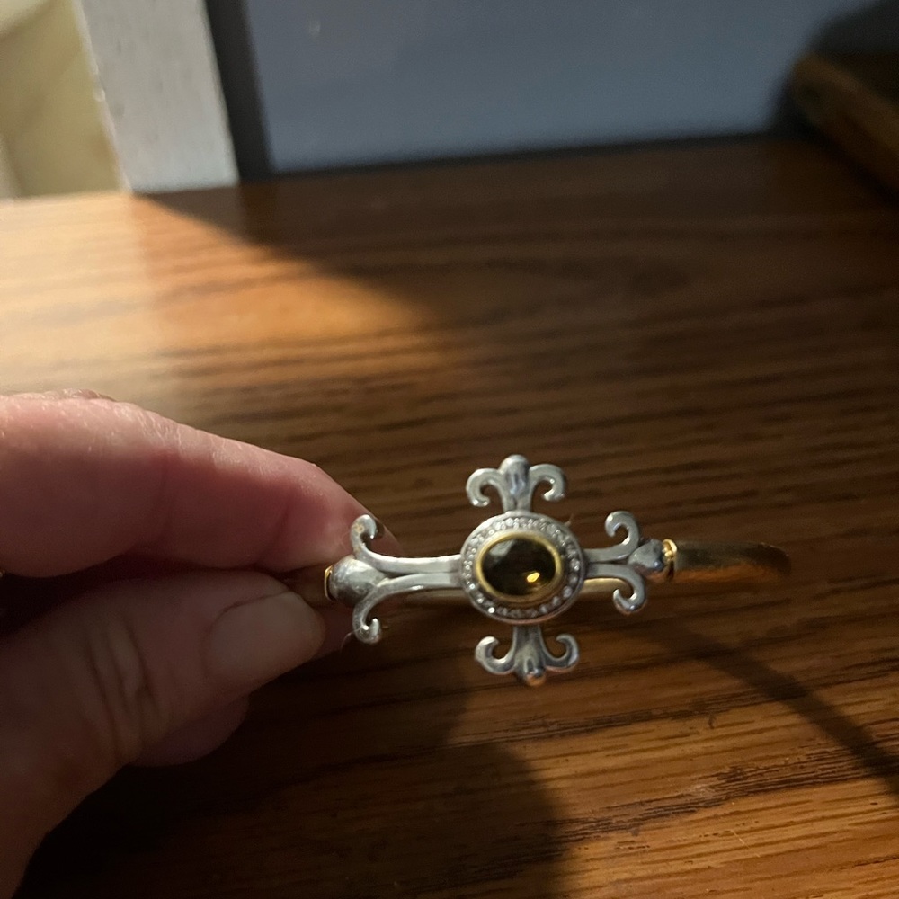 Silver/gold Jeweled cross bracelet